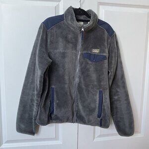 L.L. Bean Hi Pile Fleece Jacket Mens M Reg Gray Full Zip Blue Outdoor Gorpcore